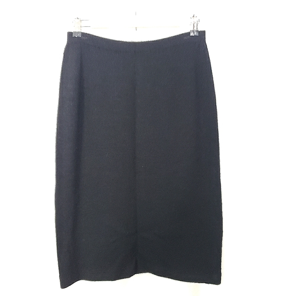 Helen Hsu black santana knit mid-length pencil skirt size medium